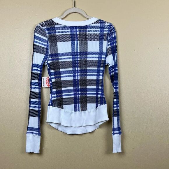 NWT Free People Movement Tees Top Long Sleeve Blue White Size M - Picture 5 of 12